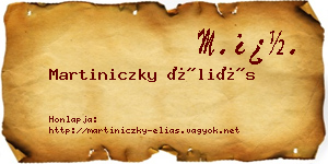 Martiniczky Éliás névjegykártya